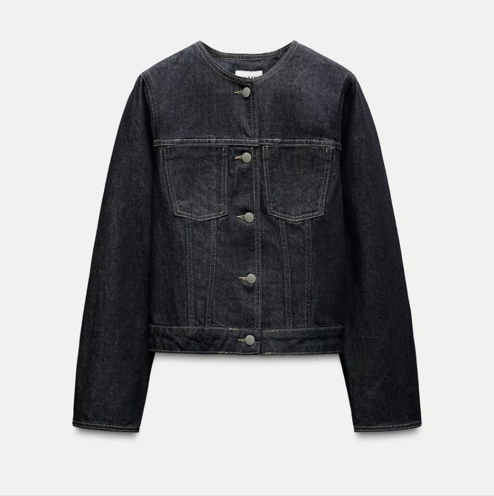 Zara Collection Blogger Fave Fitted Denim Blazer/Jacket Size Medium - Picture 8 of 12